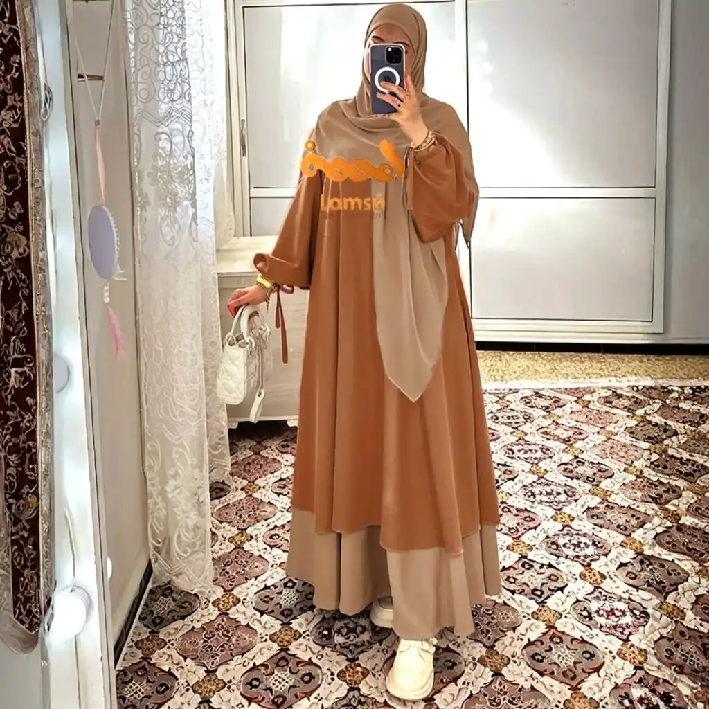 عباءة أنيقة مع حجاب منسّق طقم الأناقة الملكية – 3 قطع AB01